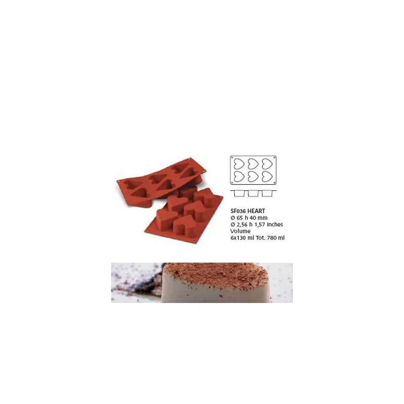 Moule silicone 6 coeurs profonds