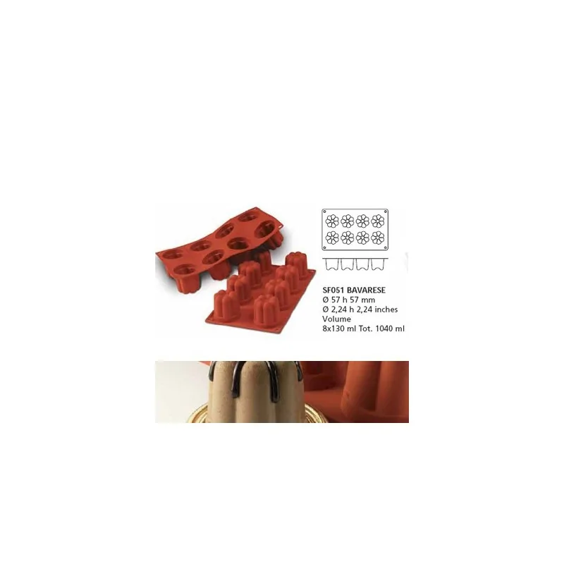 Moule silicone 8 bavarois 57x57 mm