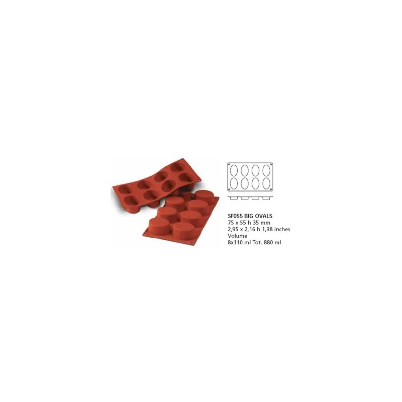 Moule silicone 8 grands ovales