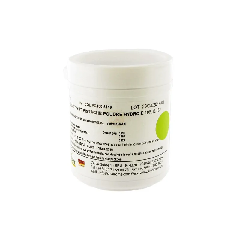 Colorant poudre alimentaire Vert Pistache 100 g