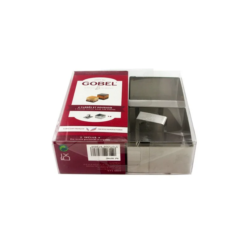 4 carrés à pâtisserie + poussoir