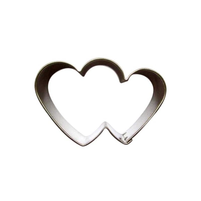 Emporte piece coeur double 5,6 cm fer blanc