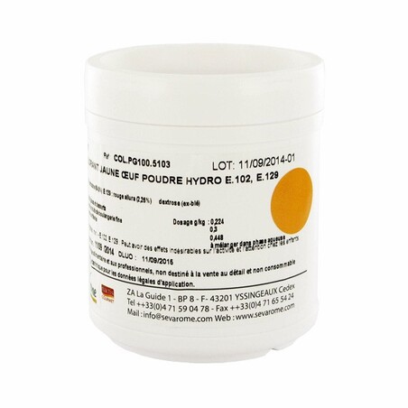 Colorant alimentaire jaune or poudre hydrosoluble professionnel 5104 -  Couleur Or - Poids 100 g - Pâtisserie - Parlapapa