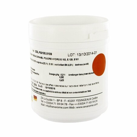 Colorant alimentaire Orange Carotène E160A 10g Poudre Hydrosoluble
