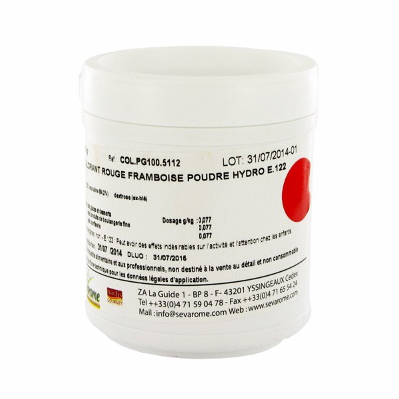 Colorant rouge 100% naturel poudre hydrosoluble tubo 100g