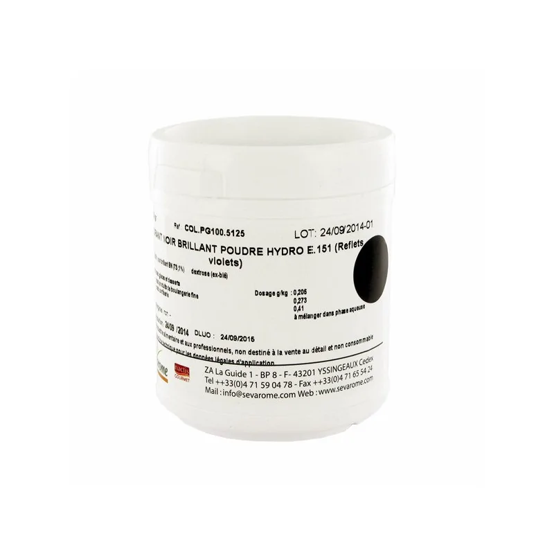 Colorant poudre alimentaire Noir Brillant 100 g
