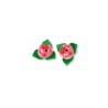 Roses roses avec feuilles Patisdécor x10