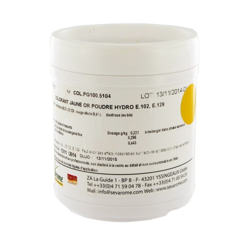 Colorant alimentaire en poudre jaune or Sévarome 100 g