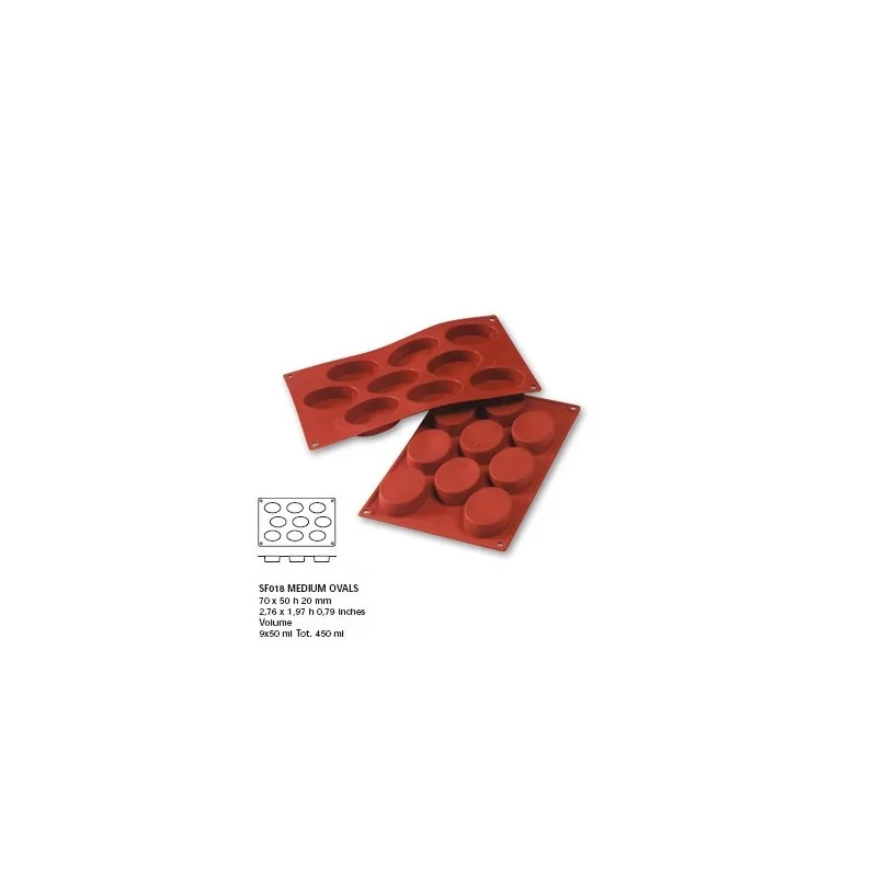 Moule silicone 9 ovales 70x50 mm