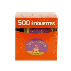 Etiquette adhésive Joyeux Anniversaire violet x500