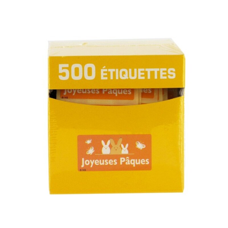 Etiquette adhésive Joyeuses Pâques orange x500