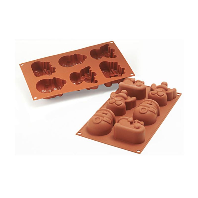 Moule silicone souple 6 empreintes thème Noël - Silikomart | Cerf Dellier