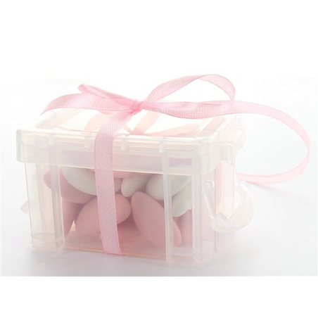 Boîte à dragées malle transparente x3