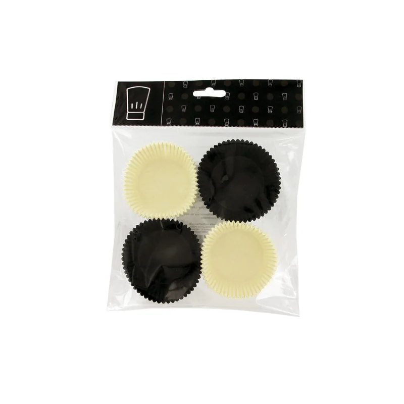 Caissettes cuisson noires et blanches Gatodéco (x80)