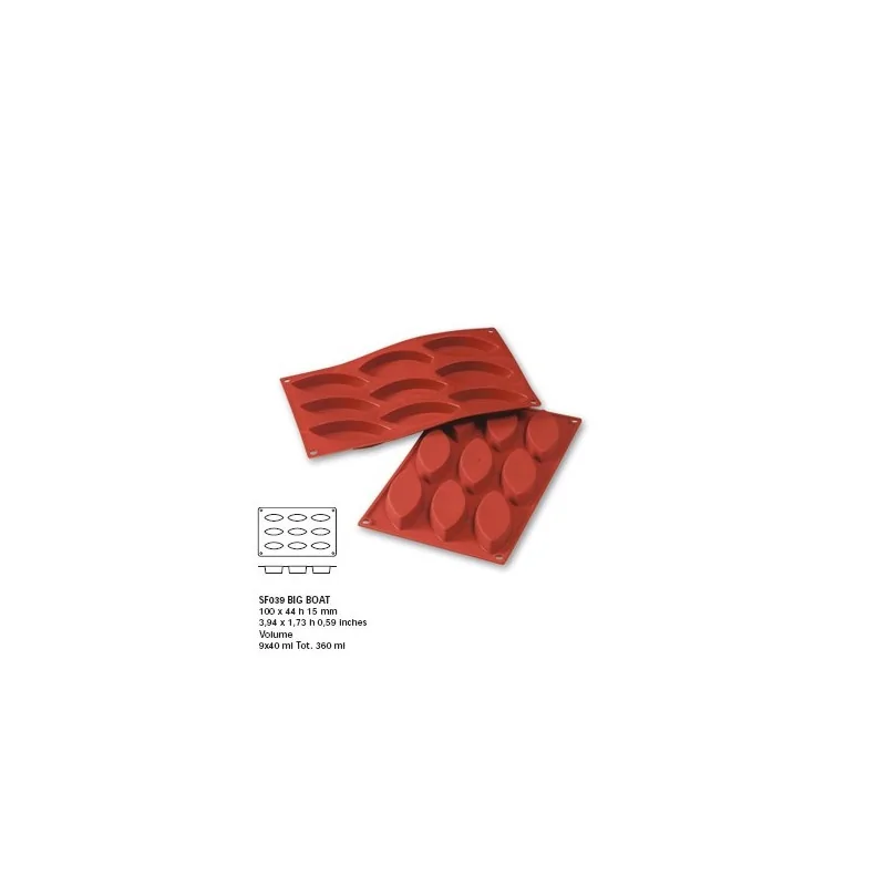 Moule silicone 9 grandes barquettes