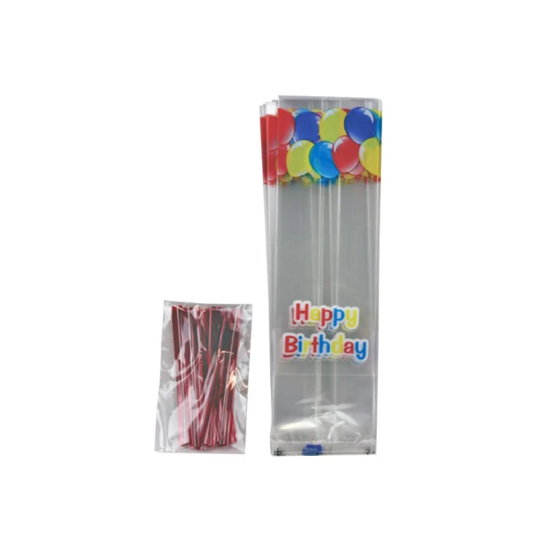 Sachets Happy Birthday fond plat + liens (x25)