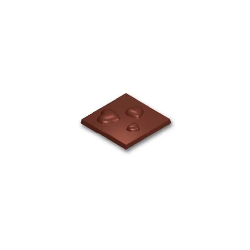Moule chocolat Carrés 3 coeurs
