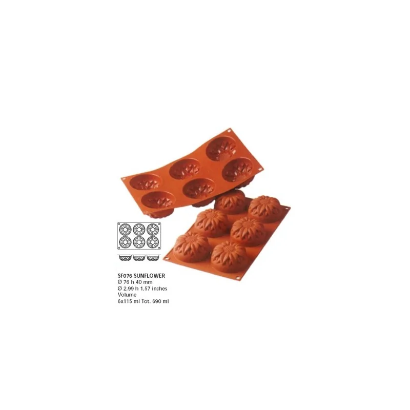 Moule silicone 6 tournesols