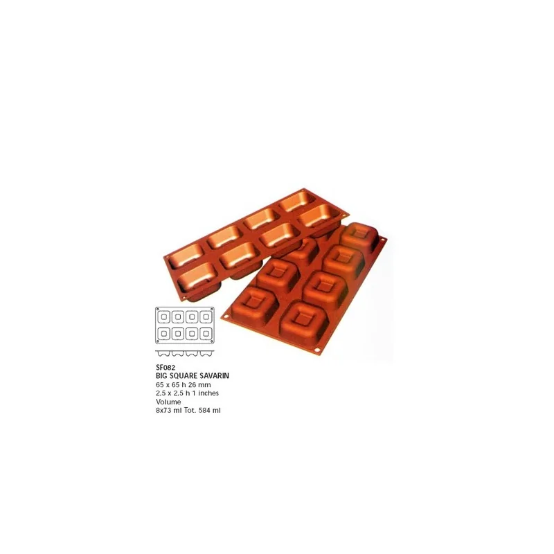 Moule silicone grands savarins carrés