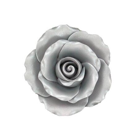 Rose argentée en pastillage 9 cm Gatodéco
