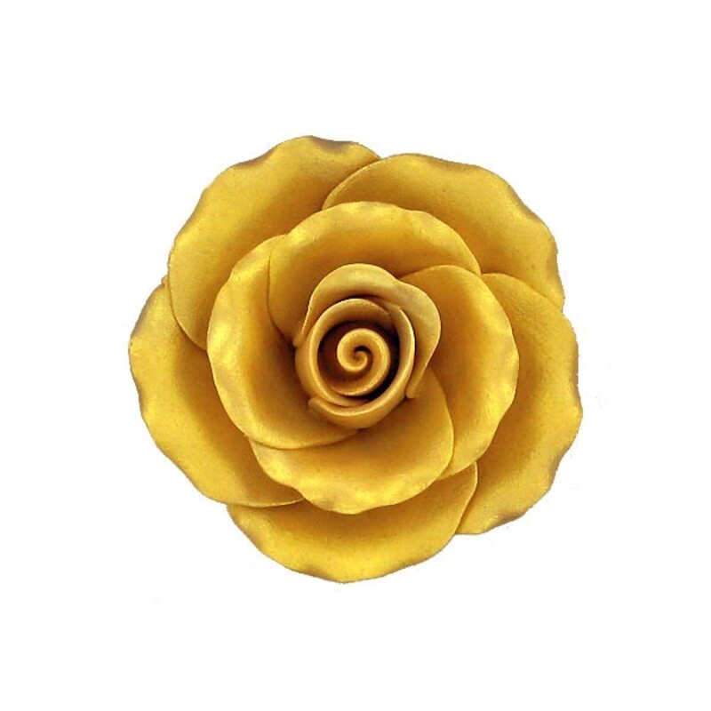 Rose dorée en pastillage 9 cm Gatodéco