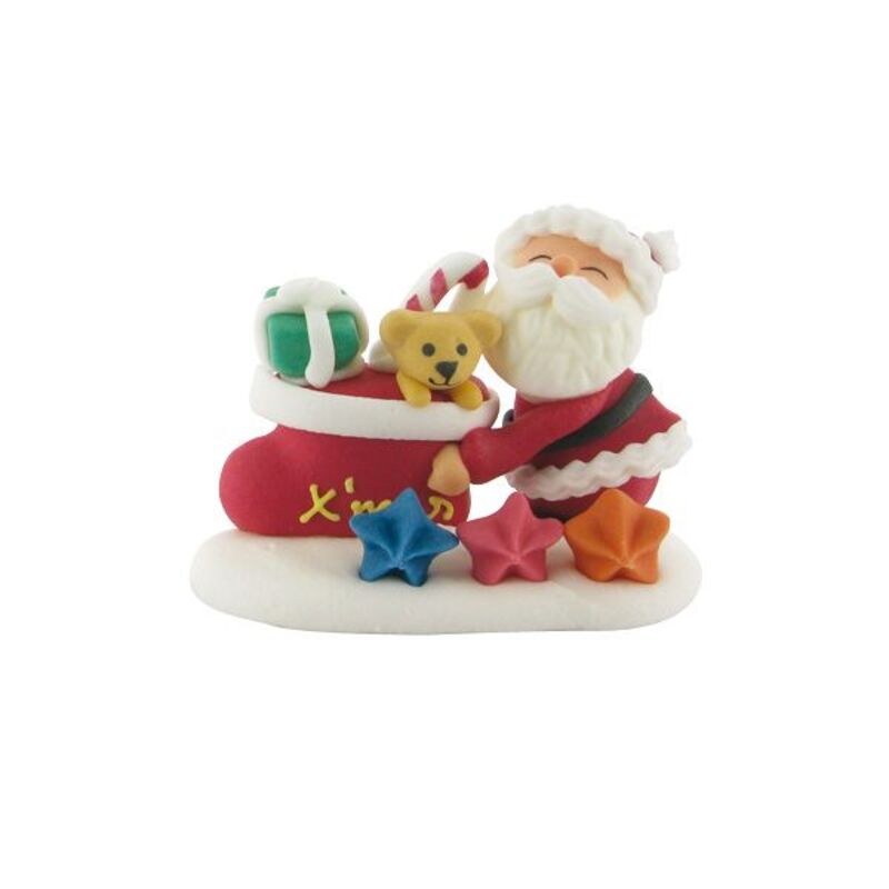 Père Noël cadeaux en sucre décor bûche Cerf Dellier