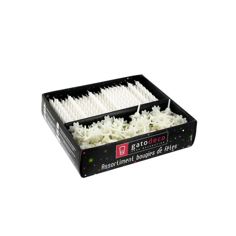 Bougie torsadée et bobèche blanche Gatodéco (x 125)