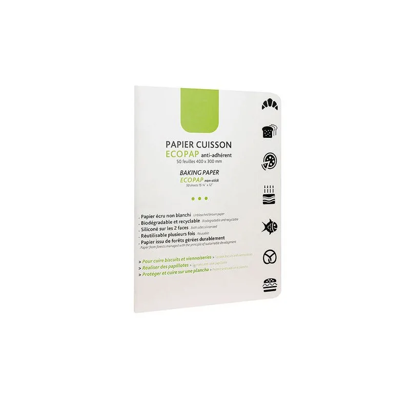 Papier de cuisson EcoPap anti-adhérent 40 x 30 cm (x 50 feuilles)