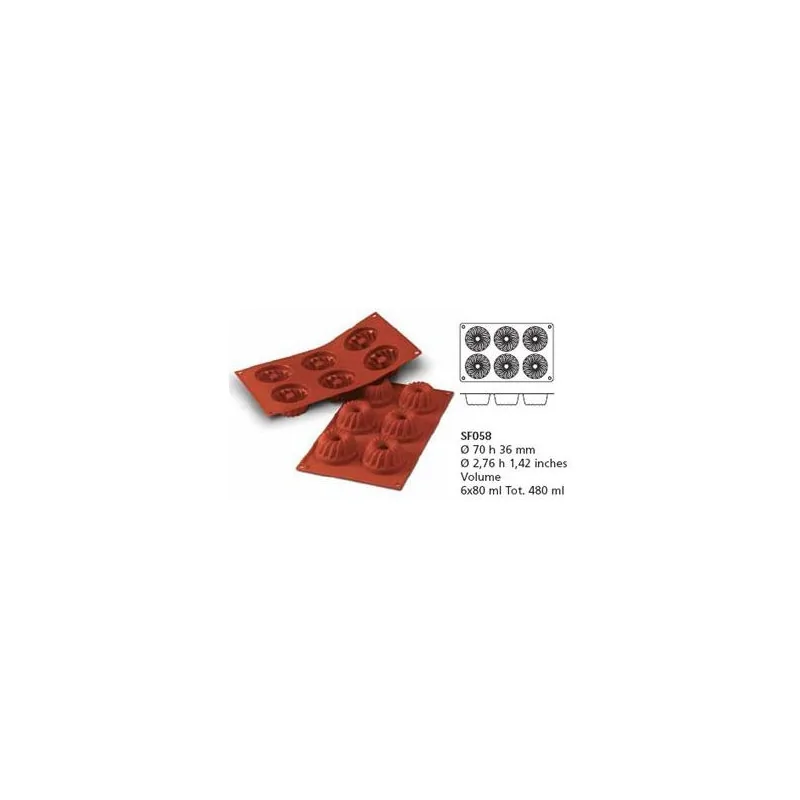 Moule silicone 6 petits Kouglofs