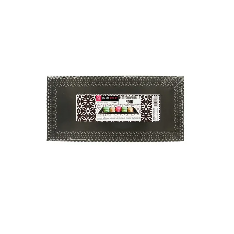 Plateau plastique dentelle noir 13 x 27 cm