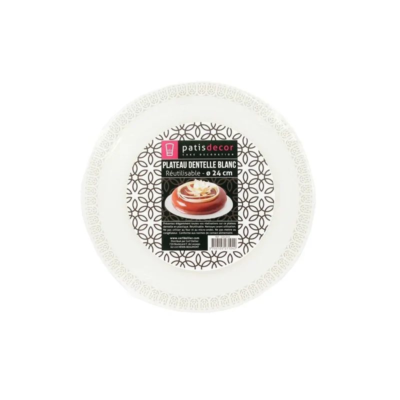 Plateau dentelle rond blanc 24 cm