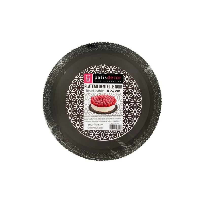 Plateau dentelle rond noir 24 cm