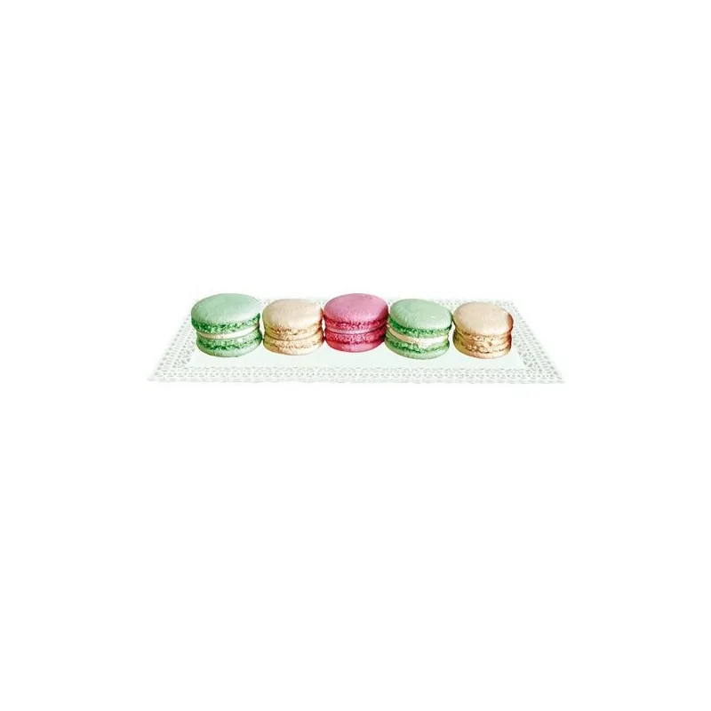 Plat dentelle rectangulaire blanc 13 x 27 cm