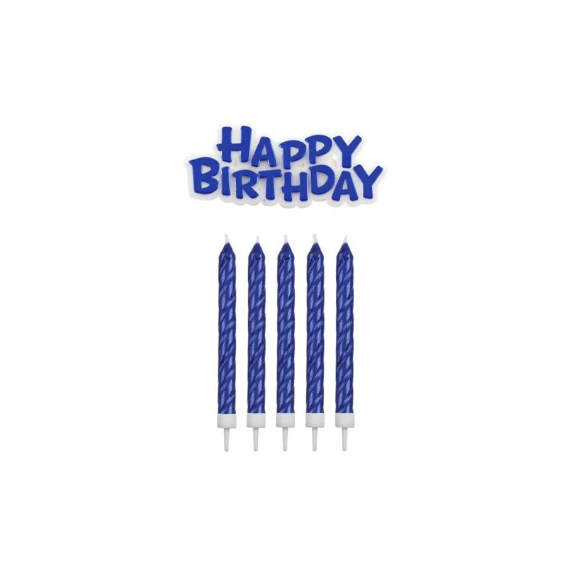 16 Bougies bleues + Happy Birhtday