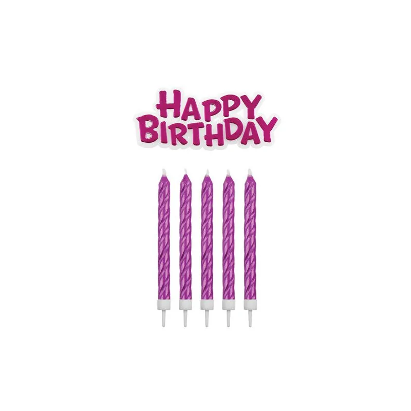 16 Bougies roses + Happy Birhtday
