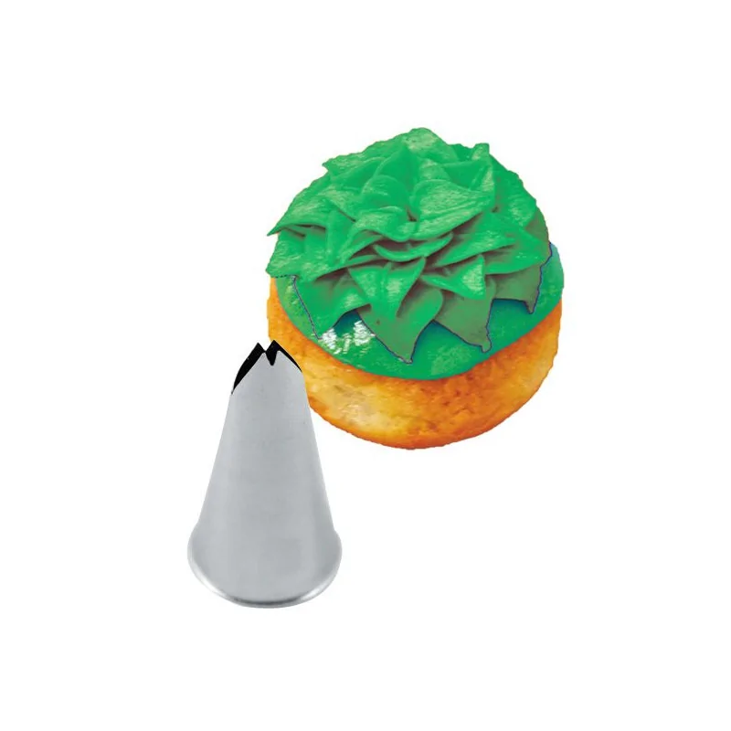 Douille décor fin "grande feuille" inox n°68