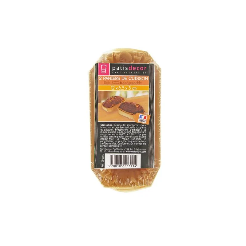 Moule de cuisson bois 12 x 6,5 x 5 cm (x2)