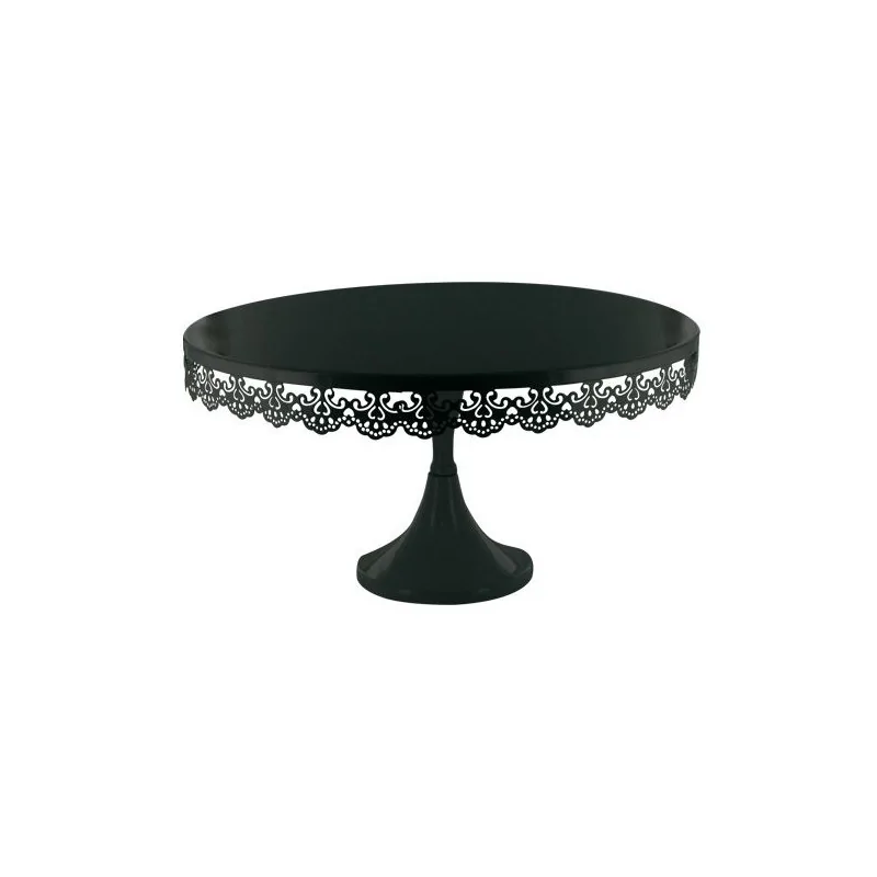 Présentoir gâteau noir broderie 35 cm