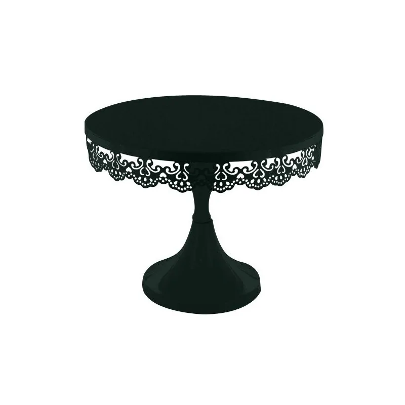 Présentoir gâteau noir broderie 23 cm