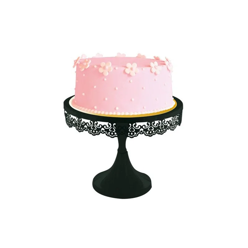 Présentoir gâteau noir broderie 23 cm
