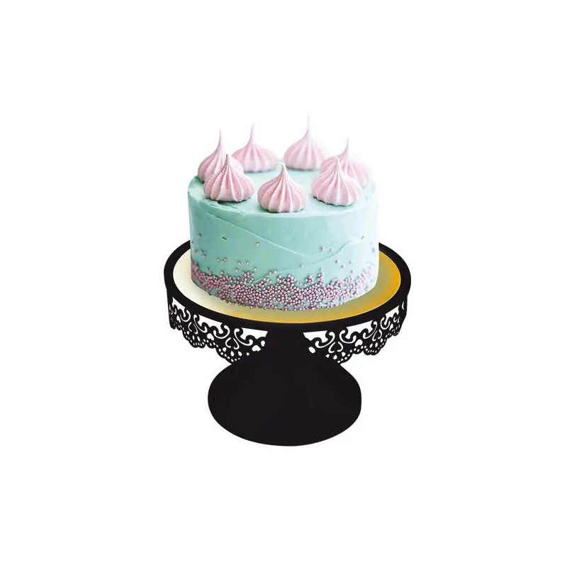 Présentoir gâteau noir broderie 18 cm
