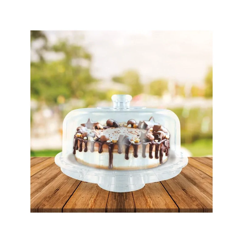 Présentoir cloche à gâteau sur pied 28 cm