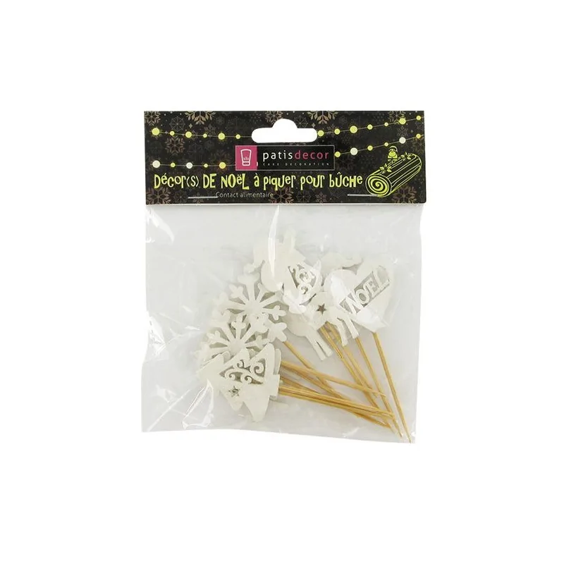 Décors de Noël en bois vintage pailleté (x10)