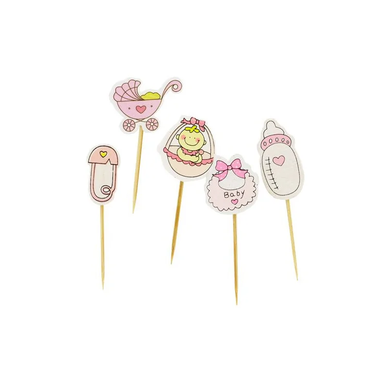 Décors Baby Girl sur pique en bois (x10)