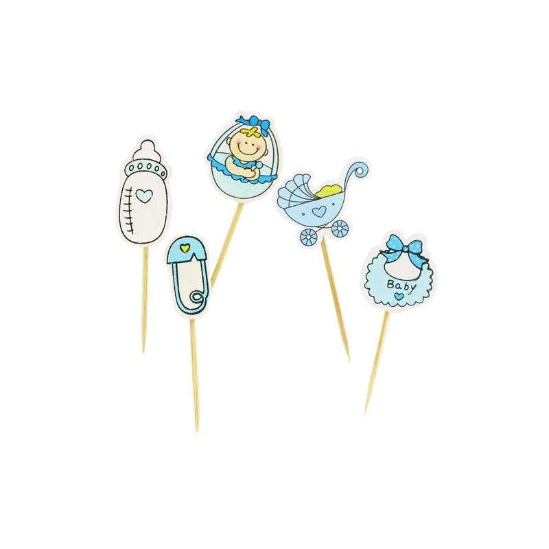 Décors Baby Boy sur pique en bois (x10)