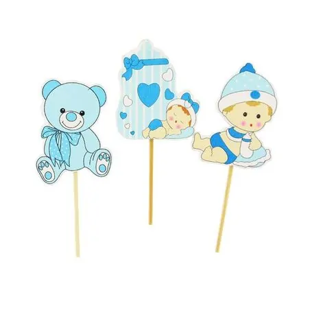 Cake toppers naissance garçon en bois (x3)