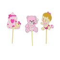 Cake toppers naissance fille en bois (x3)