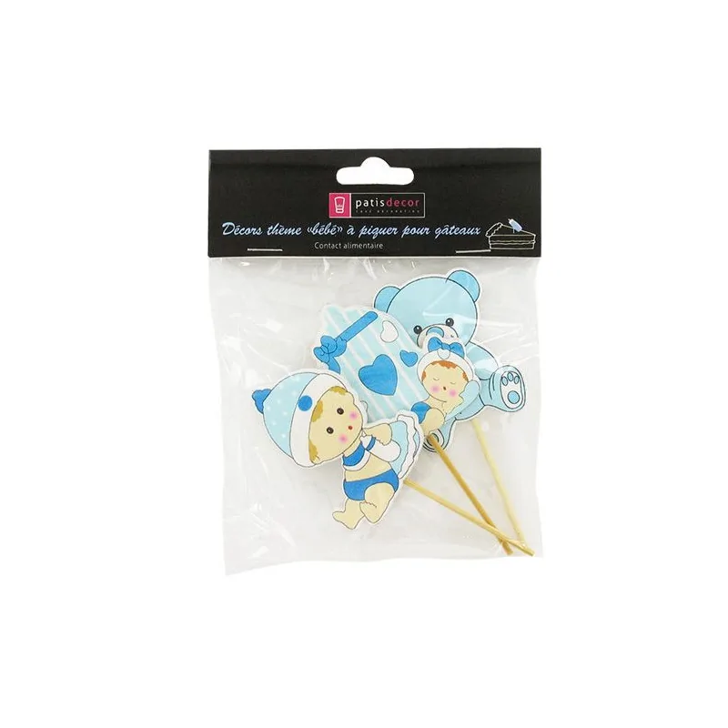 Cake toppers naissance garçon en bois (x3)