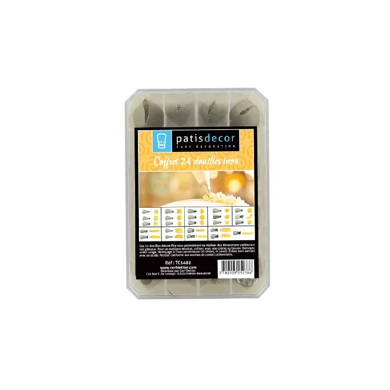 Coffret 24 douilles décors fins inox