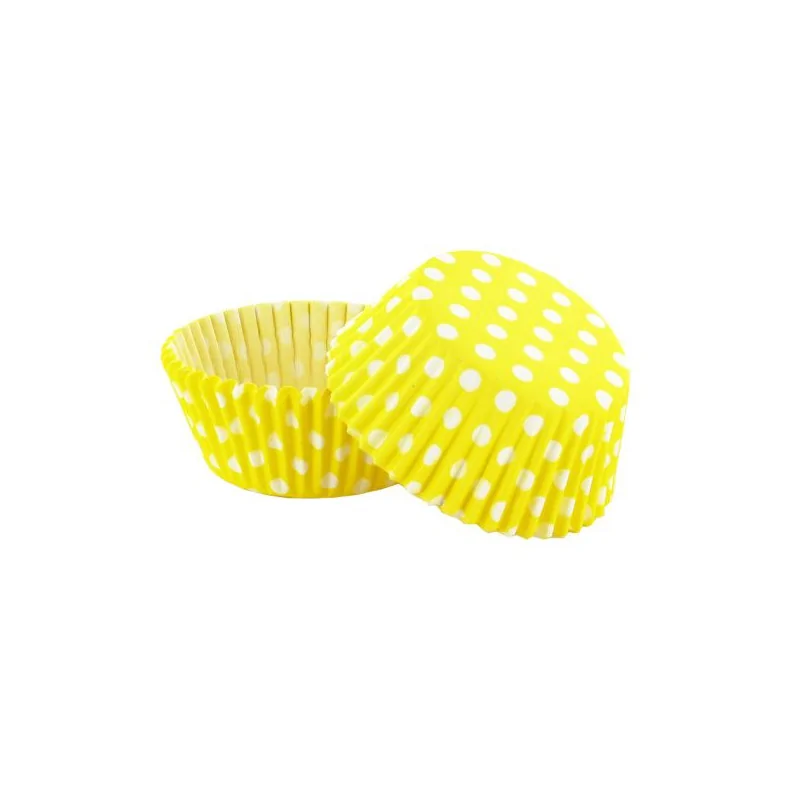 Caissette cupcake jaune pois blancs (x 50)